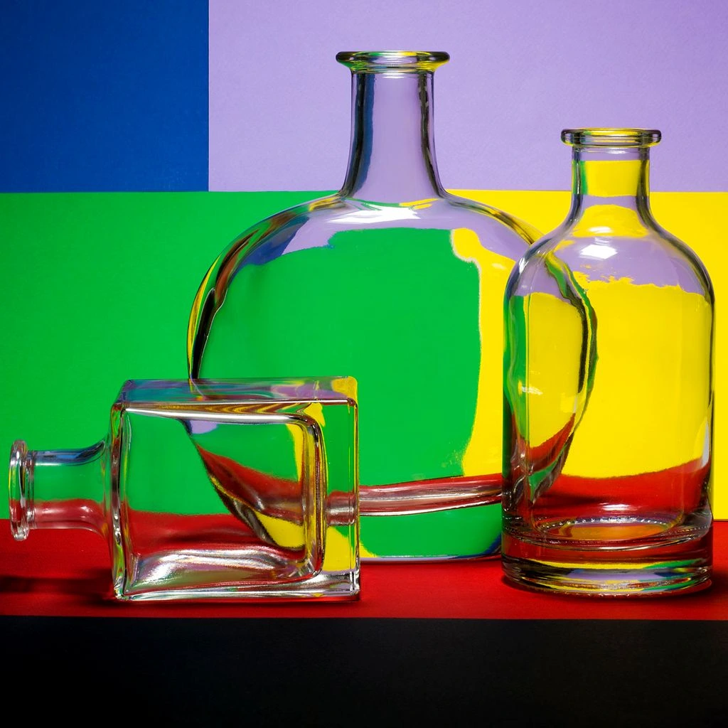 Hand-blown glass ornaments on linen by a Murano maker.